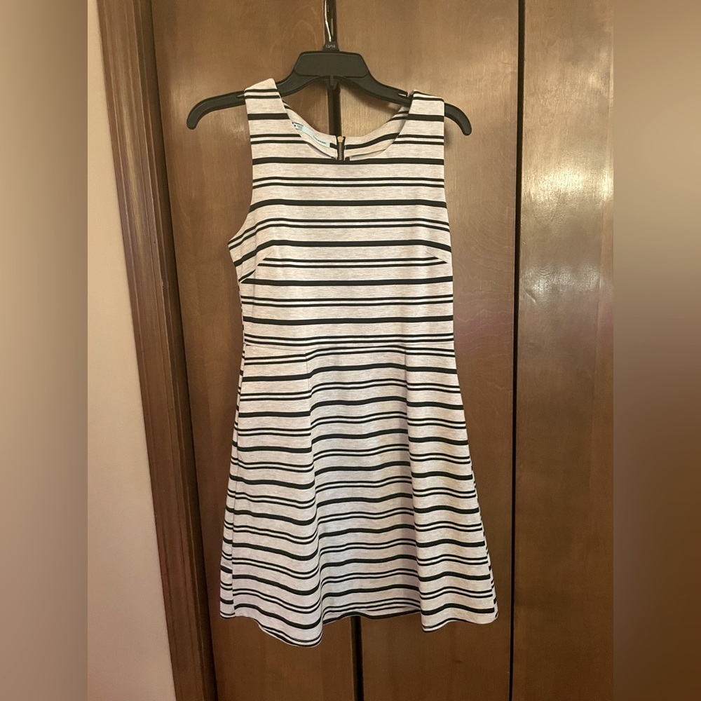 Medium Maurice’s black and white striped dress. A frame and flattering w pockets
